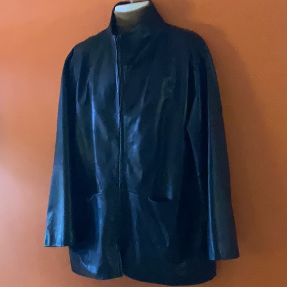 ADOLFO Black Leather Jacket sz XL - Picture 6 of 9